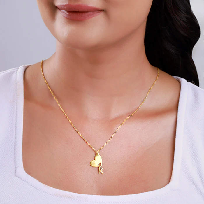 Golden Personalised Heart Initial Pendant - Image 3