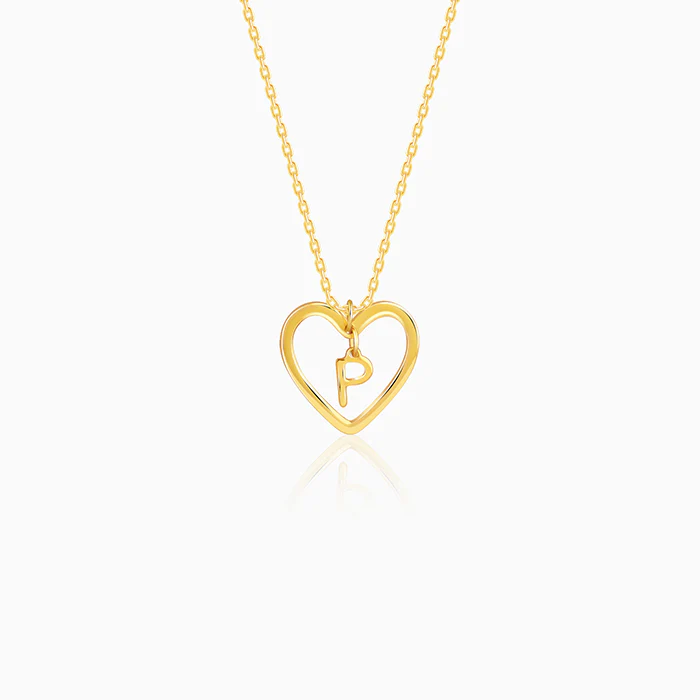 Golden Personalised Heart of Initial Pendant