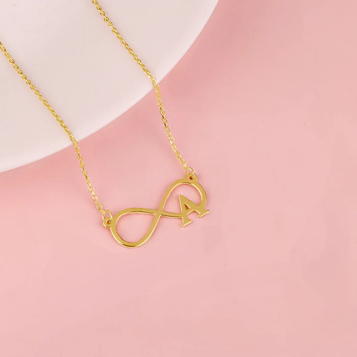Golden Personalised Infinity Initial Necklace - Image 2