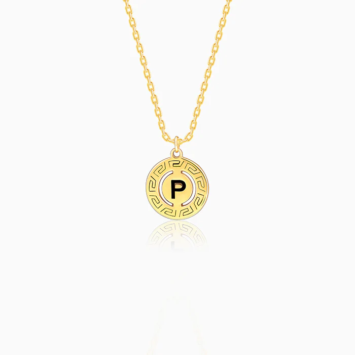 Golden Personalised Initial Grace Pendant with Link Chain