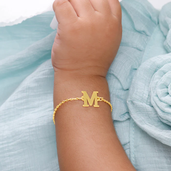 Golden Personalised Initial Kids Bracelet (0 - 2 Years) - Image 3