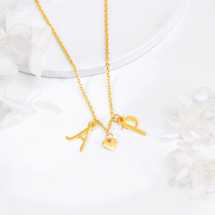 Golden Personalised Love Initials Necklace - Image 2