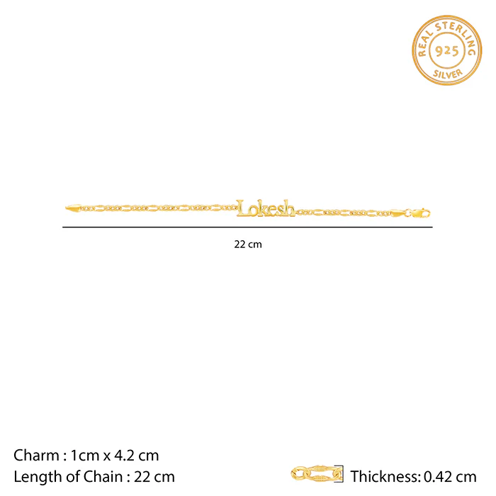 Golden Personalised Name Bracelet For Him - Image 4