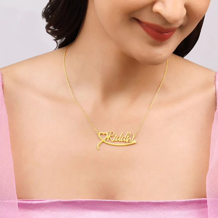 Golden Personalised Name Heart Necklace - Image 3