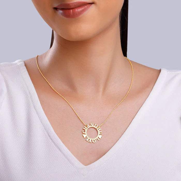 Golden Personalised Round Name Necklace - Image 4