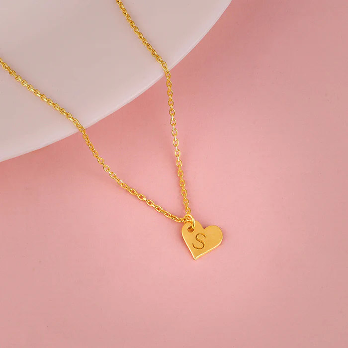Golden Personalised Shy Heart Pendant - Image 3
