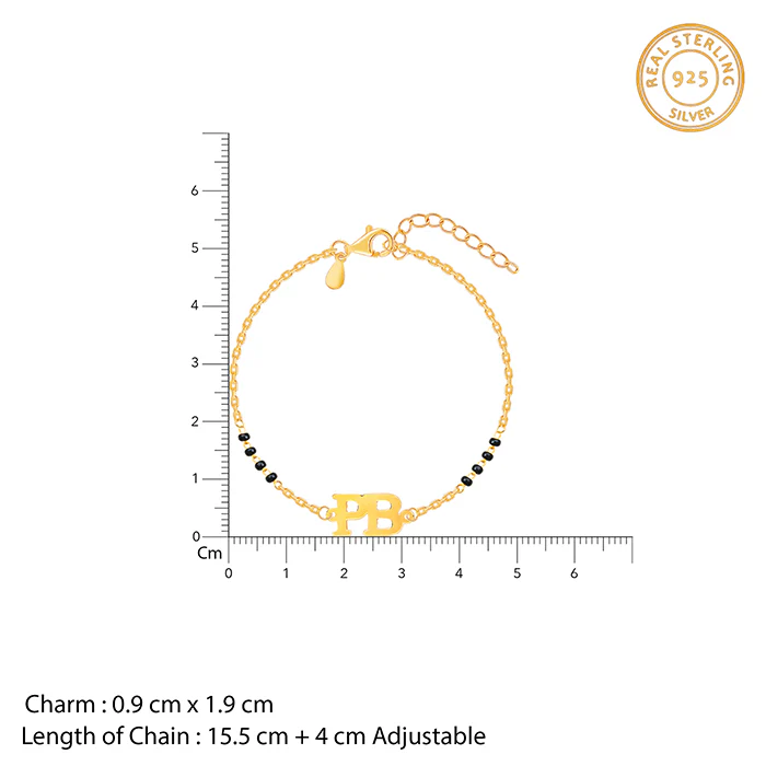 Golden Personalised Signature Initial Mangalsutra Bracelet - Image 4