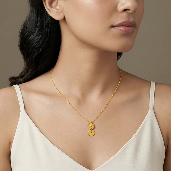 Golden Personalised The Pair Initial Necklace - Image 4