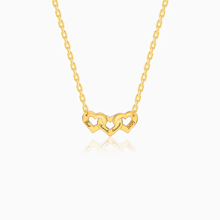 Golden Personalised Triple Heart BFF Necklace