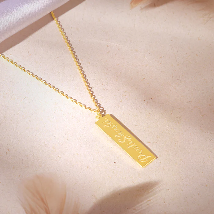 Golden Personalised Two-Name Bar Pendant - Image 3