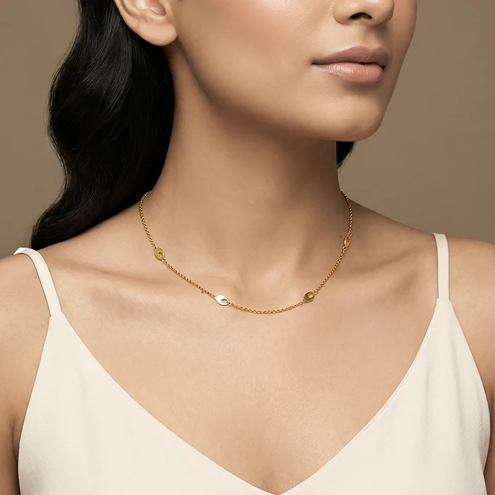 Golden Petal Link Necklace - Image 3
