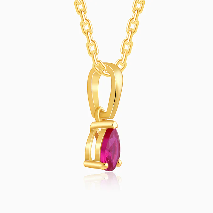 Golden Pink Pear Pendant With Link Chain - Image 4