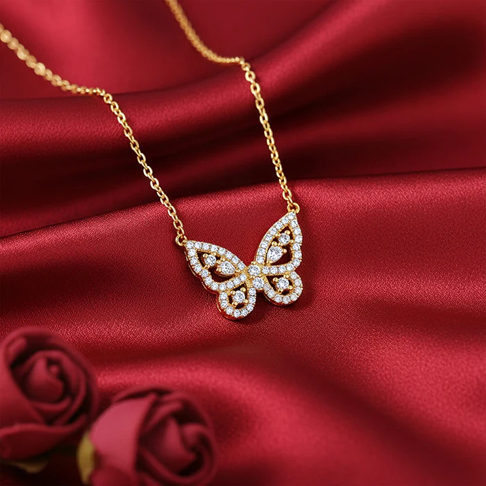 Golden Pretty Flutter Necklace - Image 2