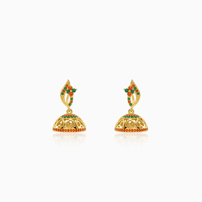 Golden Pushkar Jhumki Earrings