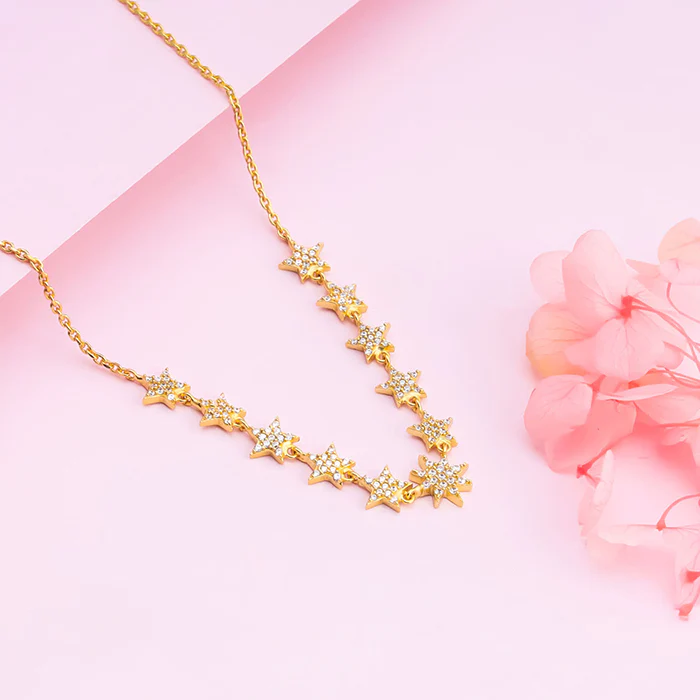 Golden Radiating Star Necklace - Image 2