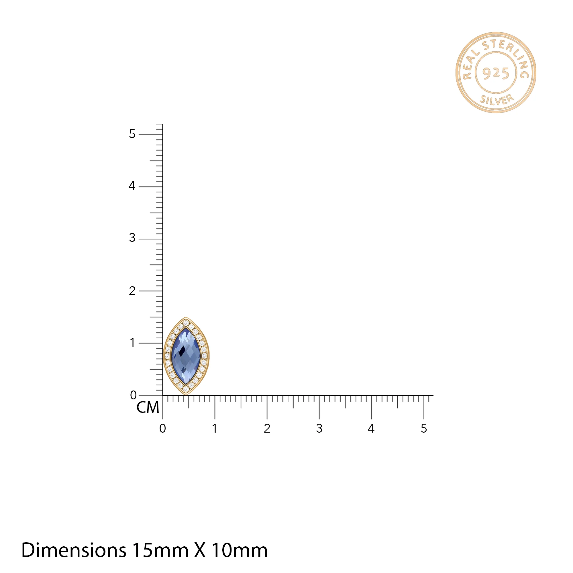 Golden Sapphire Blue Marquise Earrings - Image 4