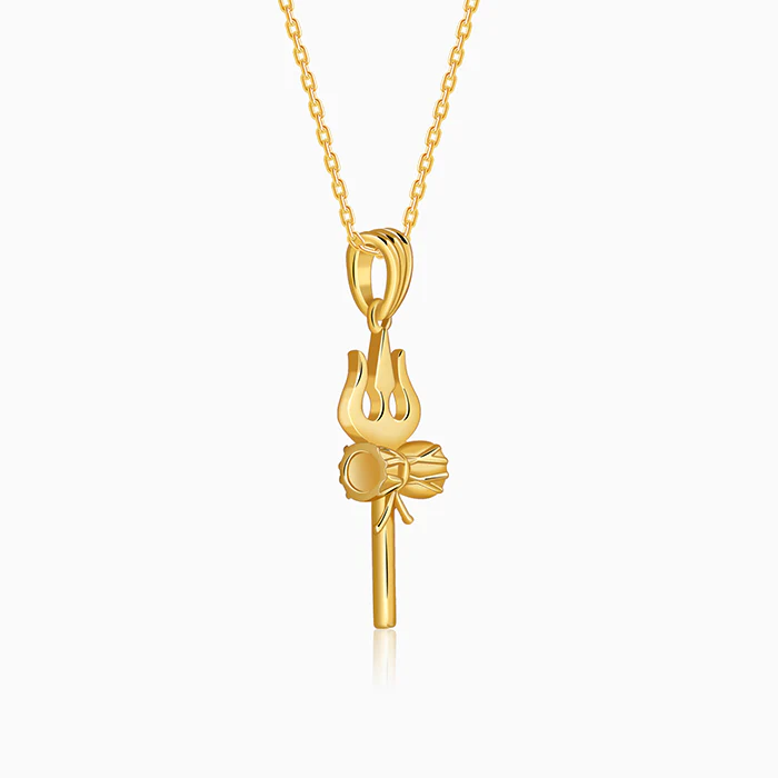 Golden Shiva Trishul Pendant With Box Chain - Image 4