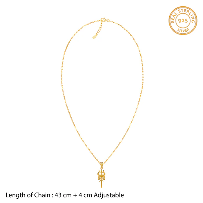 Golden Shiva Trishul Pendant With Box Chain - Image 6
