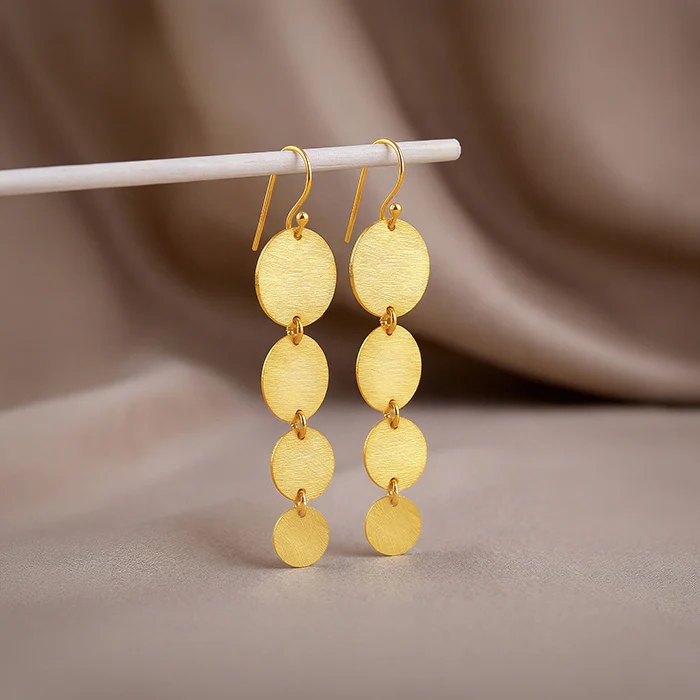 Golden Solar Cascade Dangler Earrings - Image 2