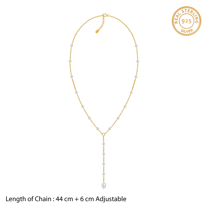 Golden Sophie Pearl Lariat Necklace - Image 4