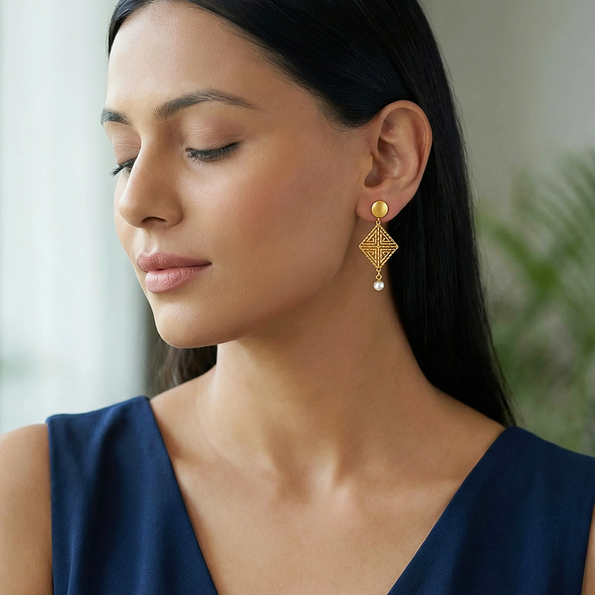 Golden Stay With Me Earrings - Image 2