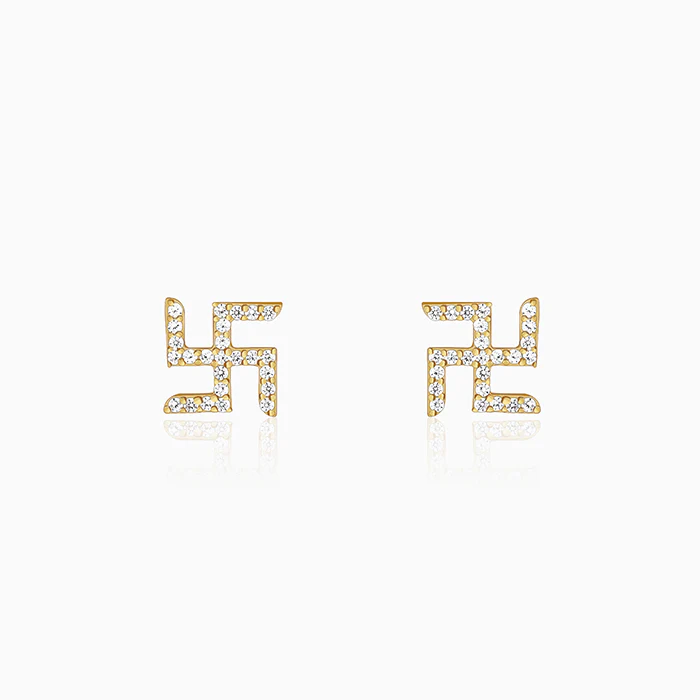 Golden Swastik Shine Stud For Him - Image 2