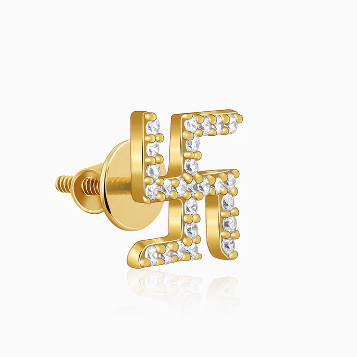 Golden Swastik Shine Stud For Him - Image 6