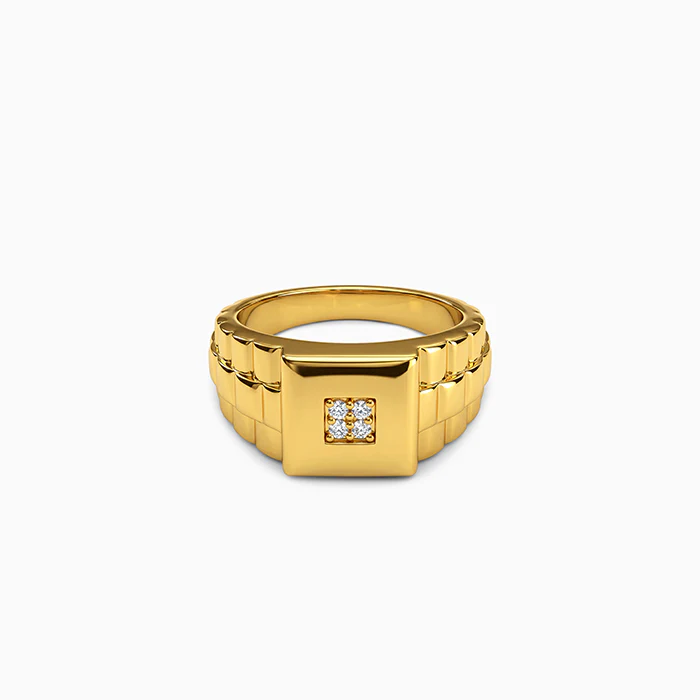 Golden Titan Square Ring For Him (Size 19)