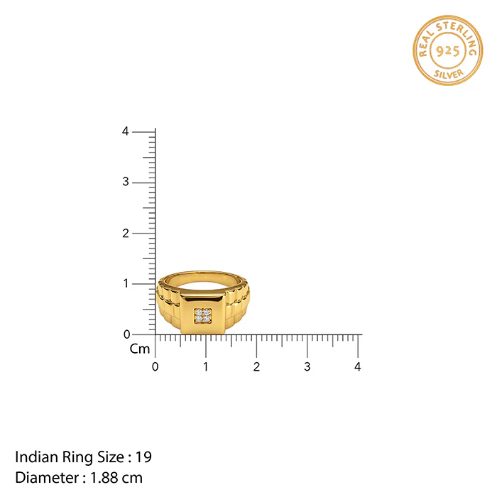 Golden Titan Square Ring For Him (Size 19) - Image 4