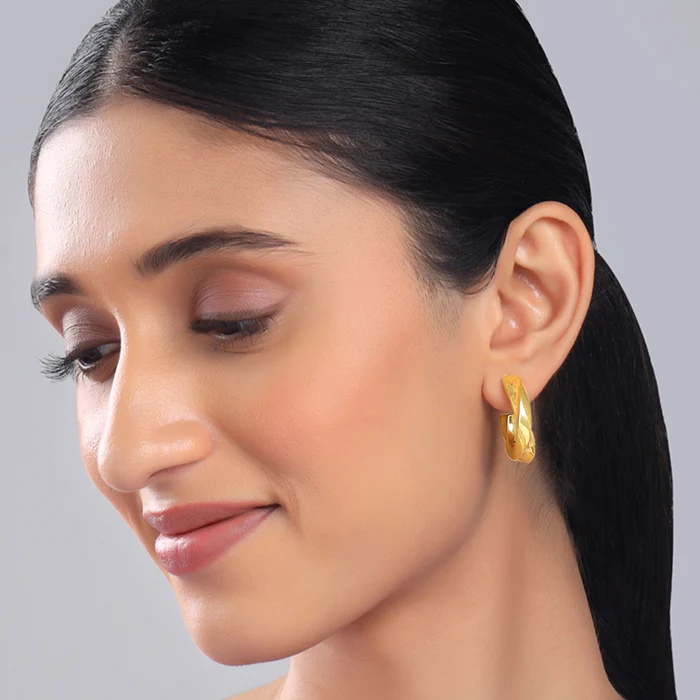 Golden Twisted Hoop Earrings - Image 3