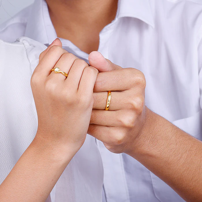 Golden Two As One Couple Rings - Image 3