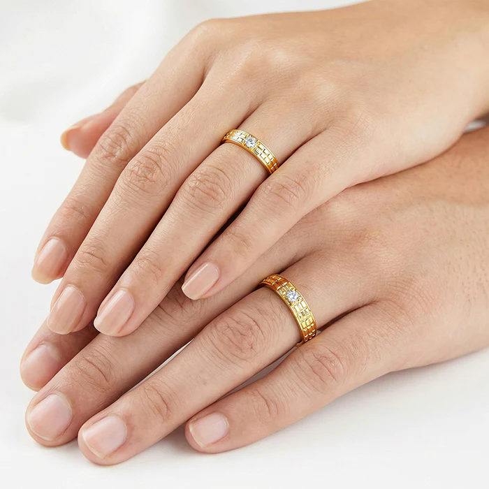 Golden Vintage Love Couple Rings - Image 3