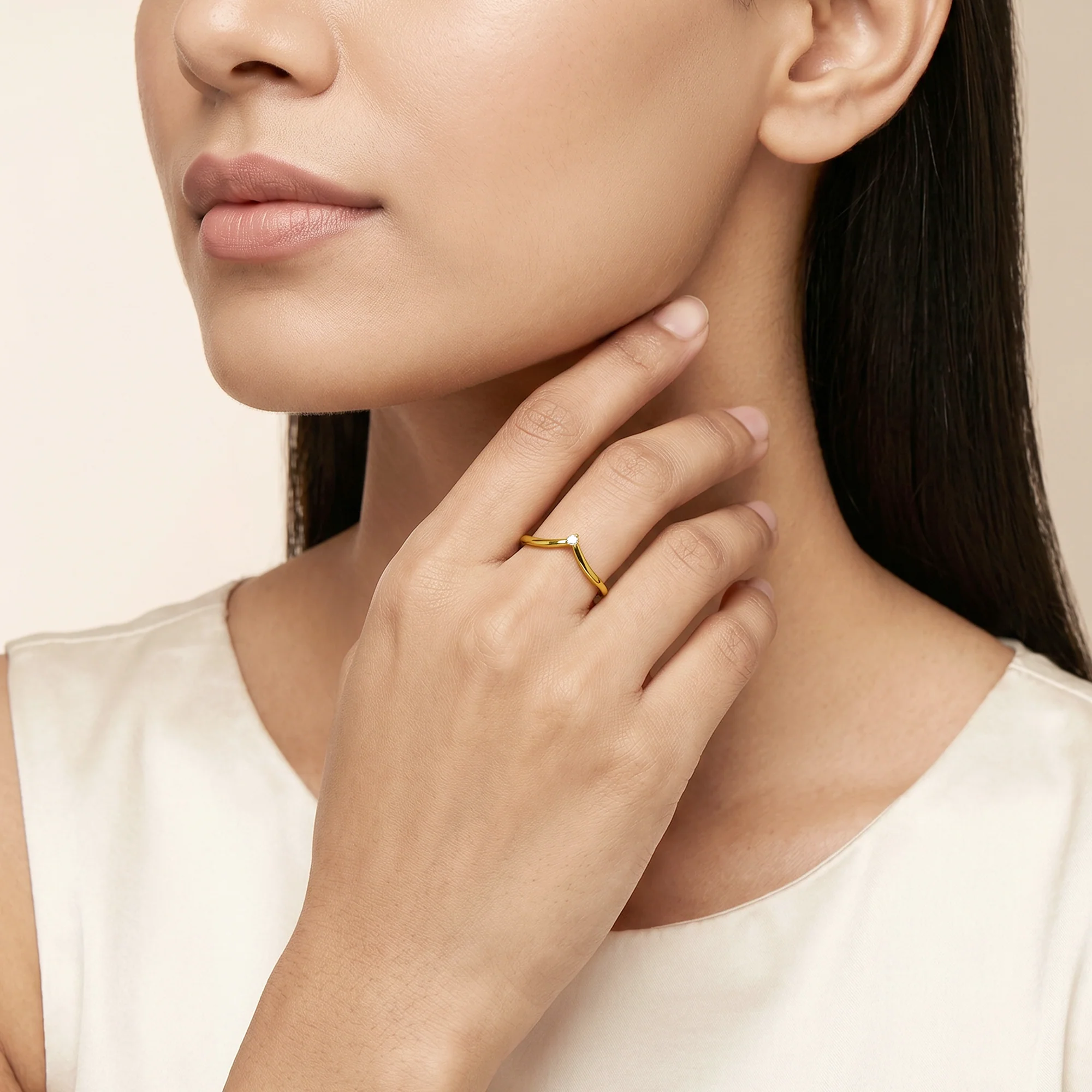 Golden Zircon Chevron Ring (Size 12) - Image 3