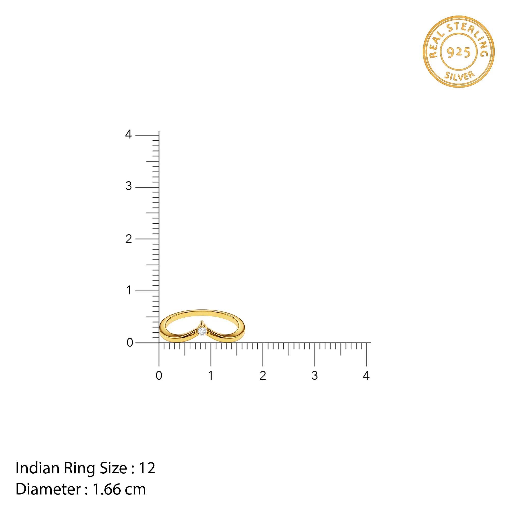 Golden Zircon Chevron Ring (Size 12) - Image 4