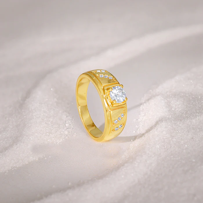 Golden Zircon Ornate Ring For Him - Image 2