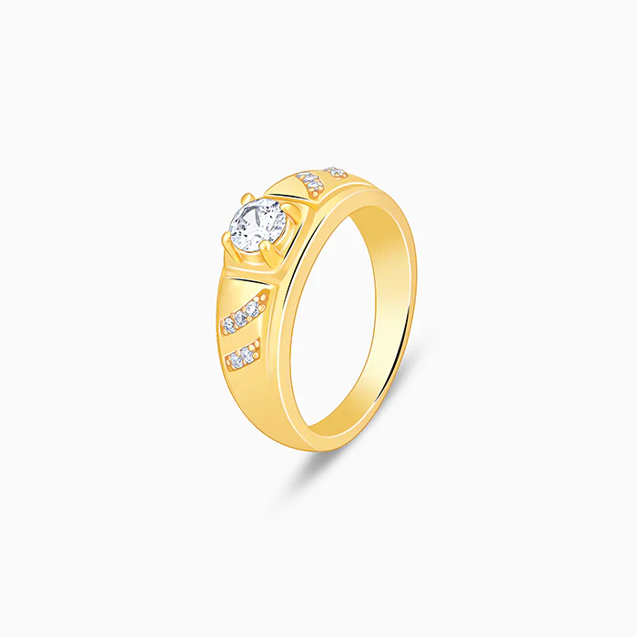 Golden Zircon Ornate Ring For Him - Image 4