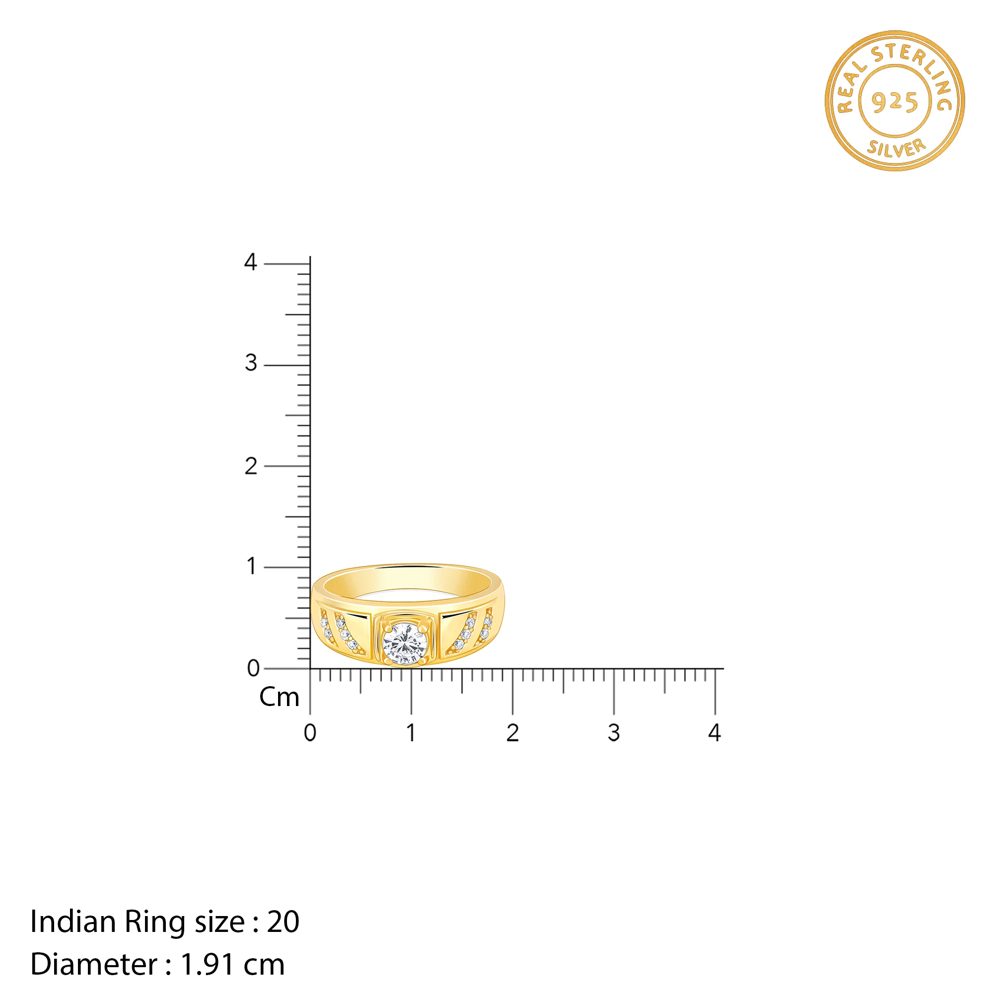 Golden Zircon Ornate Ring For Him - Image 6