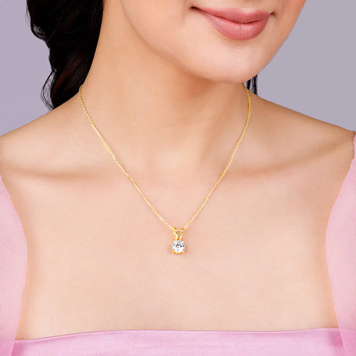 Golden Zircon Pendant with Link Chain - Image 3