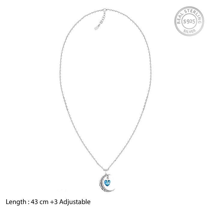 Oxidised Silver Moon Heart Pendant with Link Chain - Image 7