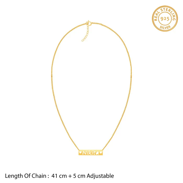 Golden Personalised Name Engraved with Love Necklace - Image 5