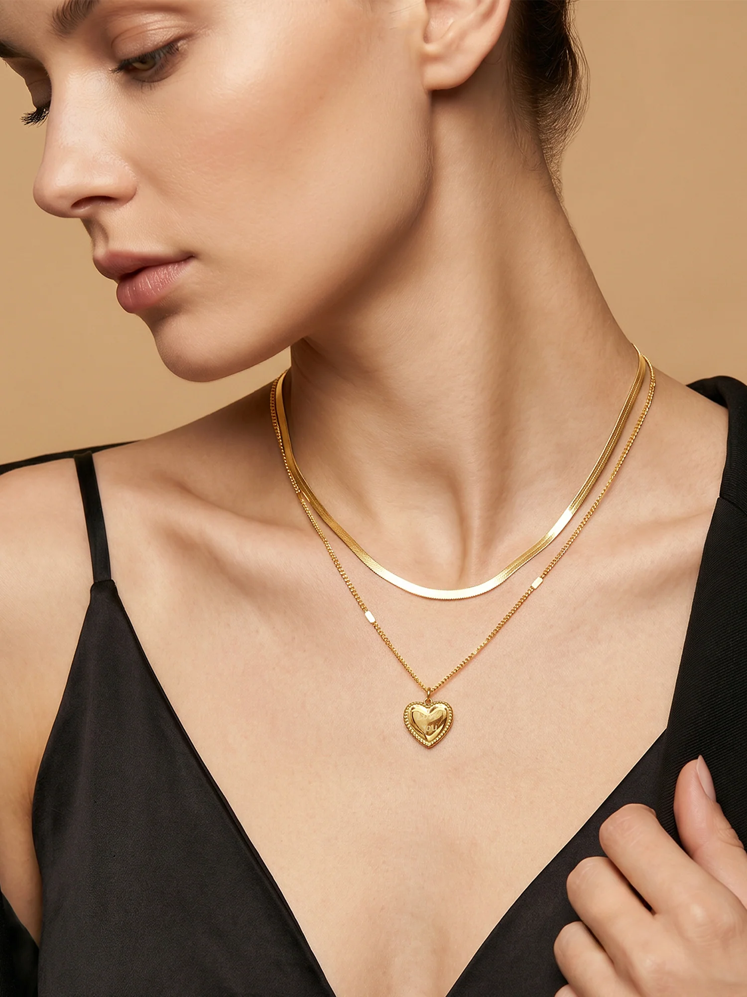 Heart On Lock Gold Plated Necklace - Image 3