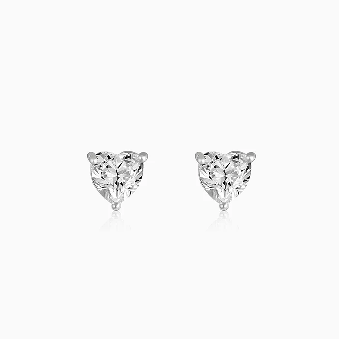 Silver Shape of Heart Earrings