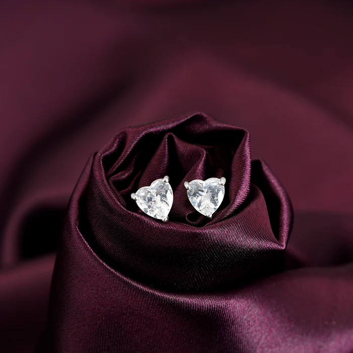 Silver Shape of Heart Earrings - Image 2