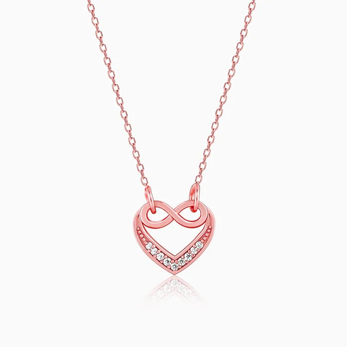 Rose Gold Infinite Love in Heart Necklace