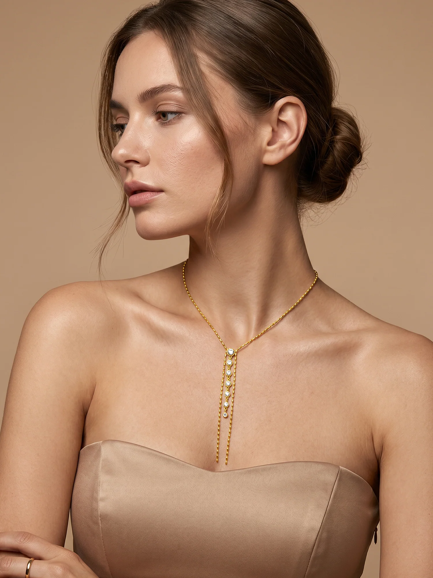 Linear Drop Gold Plated Necklace - Image 3