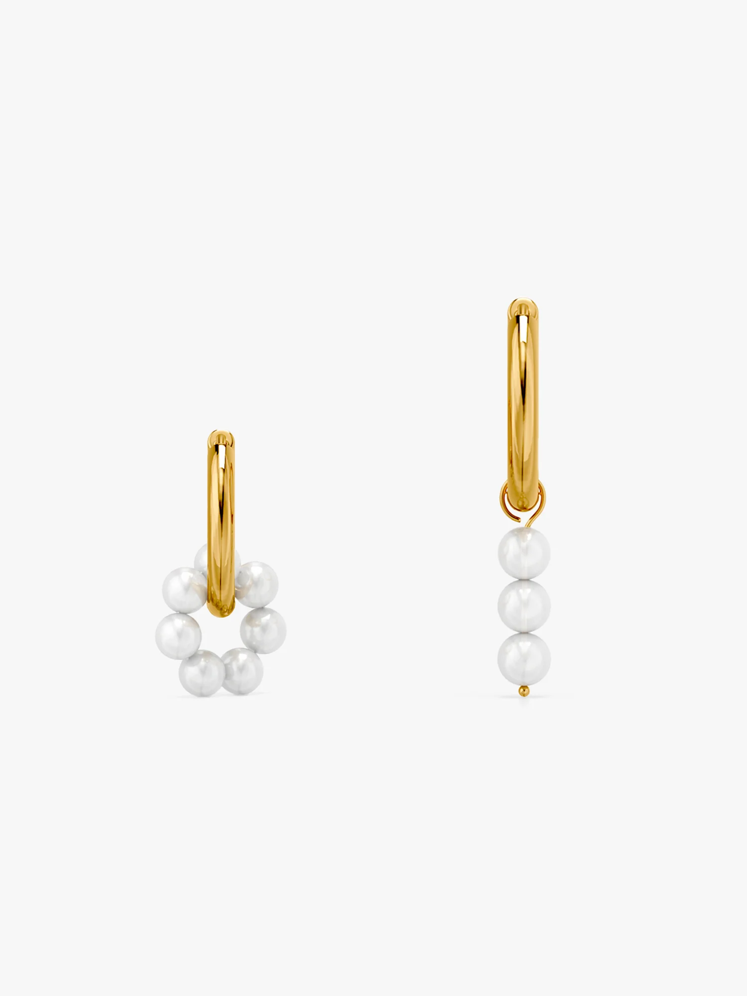 Loop Hoops Pearl Gold Plated Earrings - Image 5