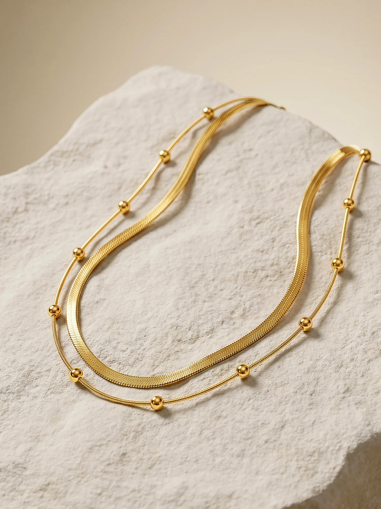 Main Character Gold Plated Layered Necklace - Image 2