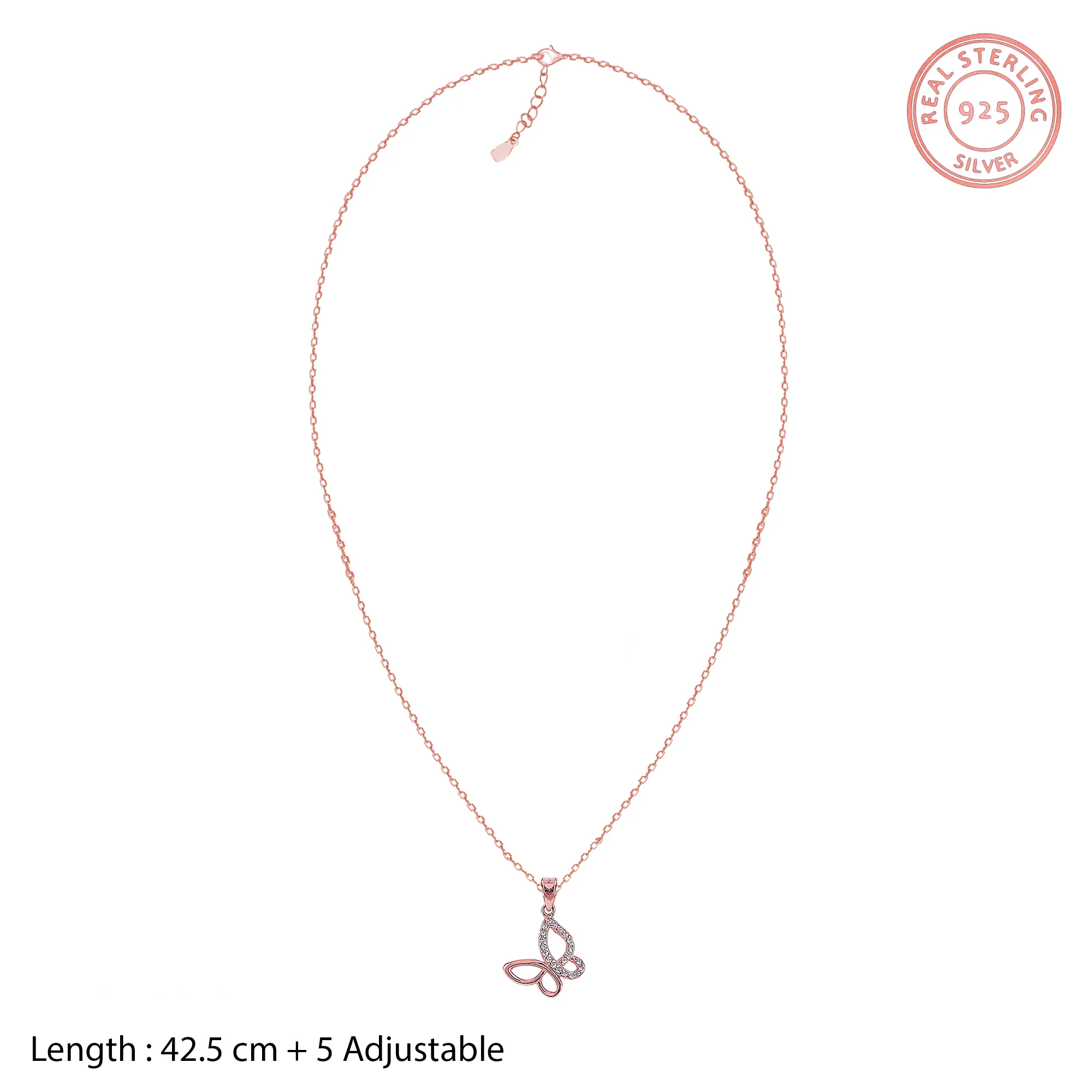 Manali's Rose Gold Studded Butterfly Set with Link Chain - Image 5