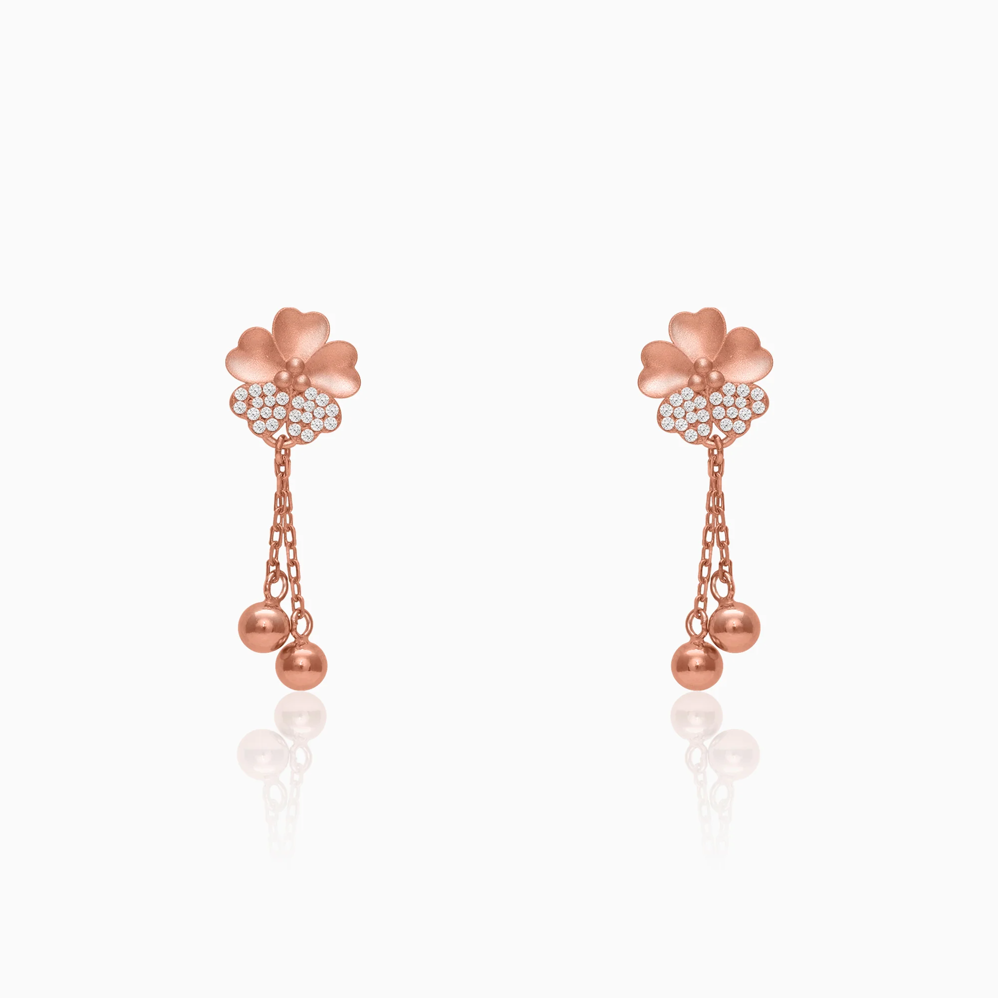Rose Gold Clover Dangle Earrings