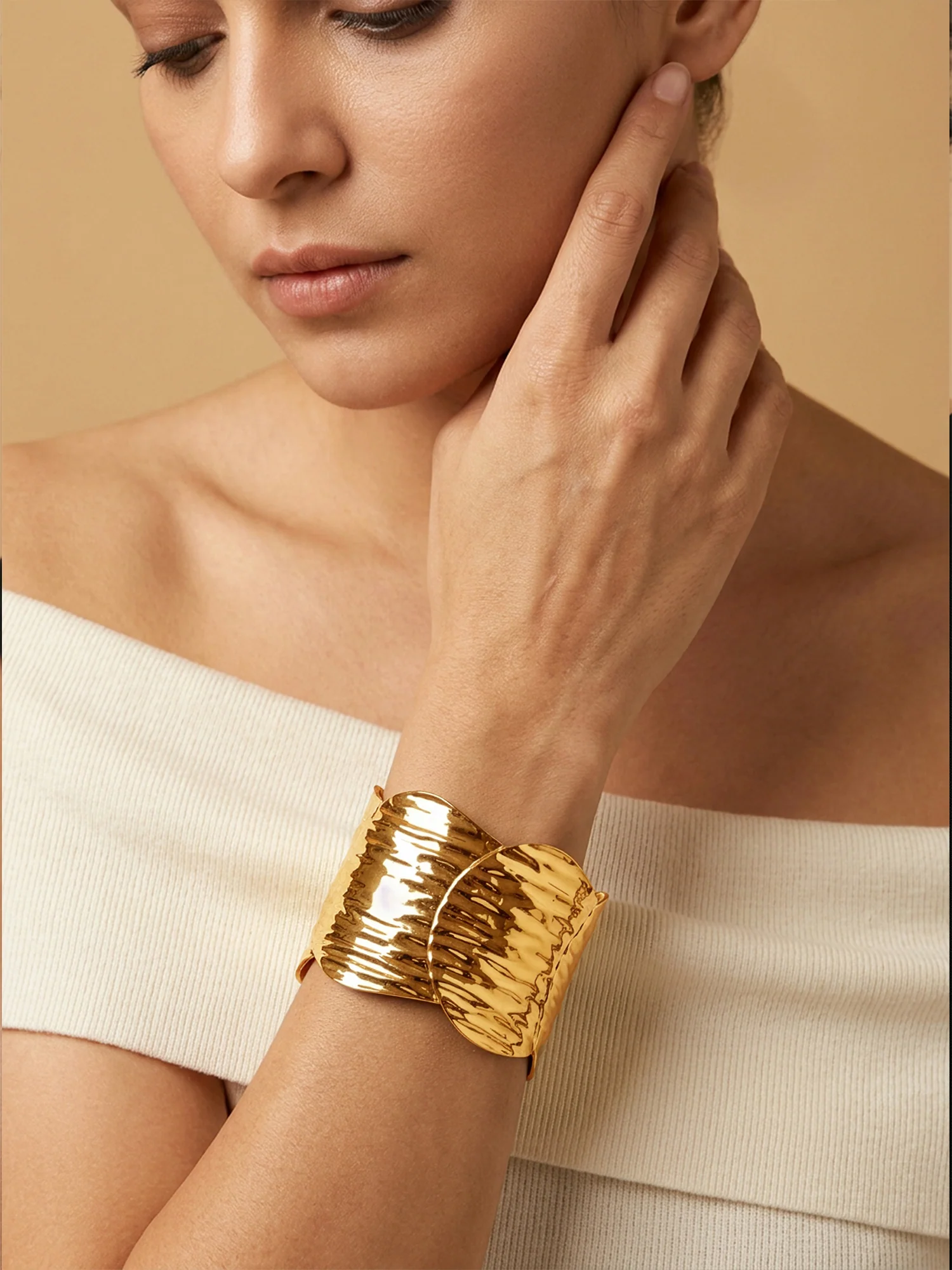 Melt Moment Gold Plated Cuff Bracelet - Image 3